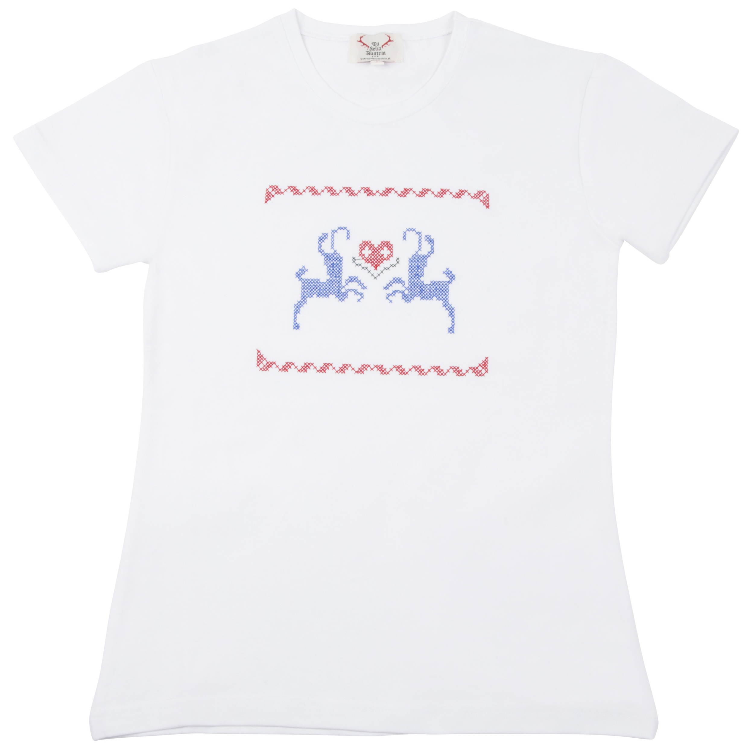 Damen T-Shirt Kreuzstich - weiß