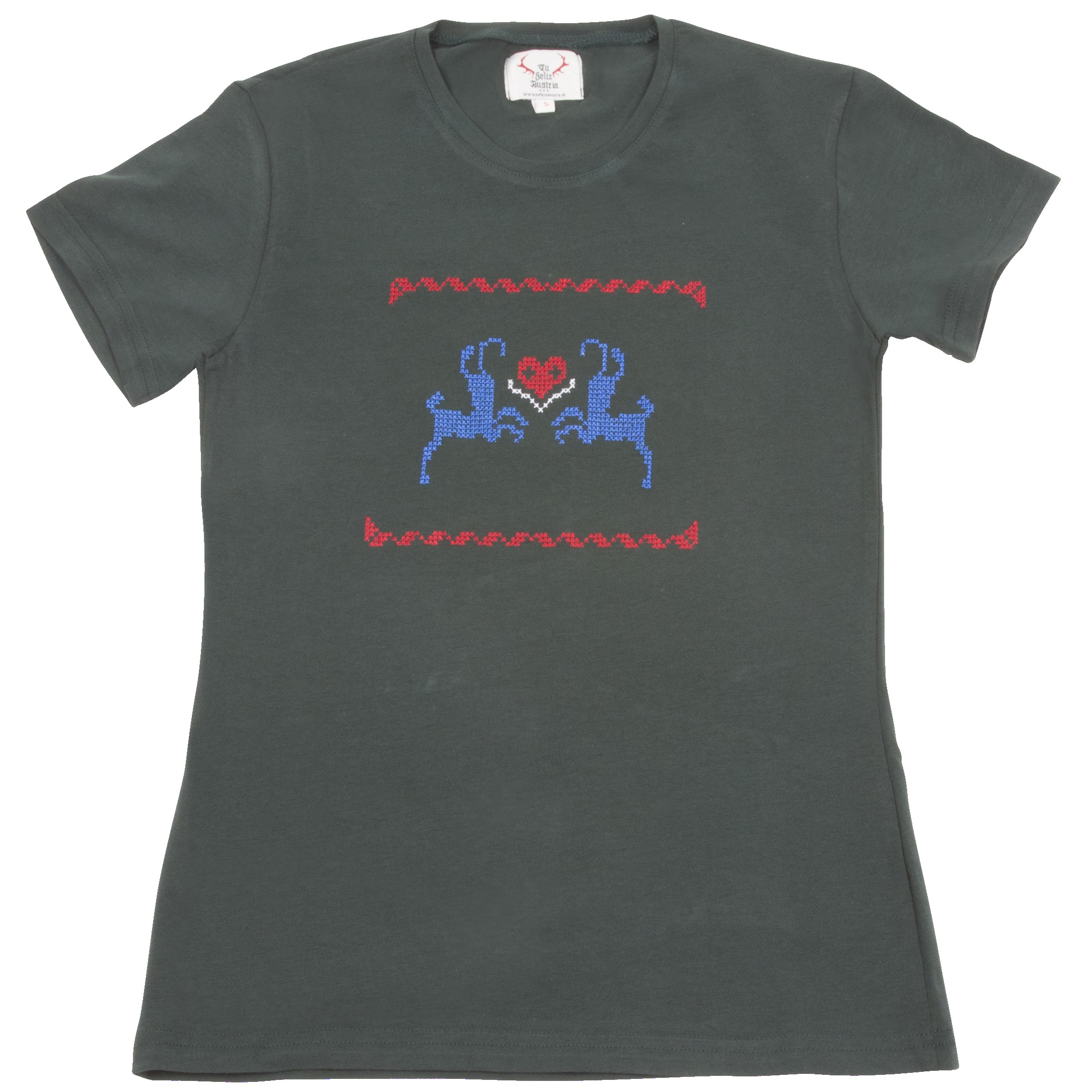 Damen T-Shirt Kreuzstich - grün