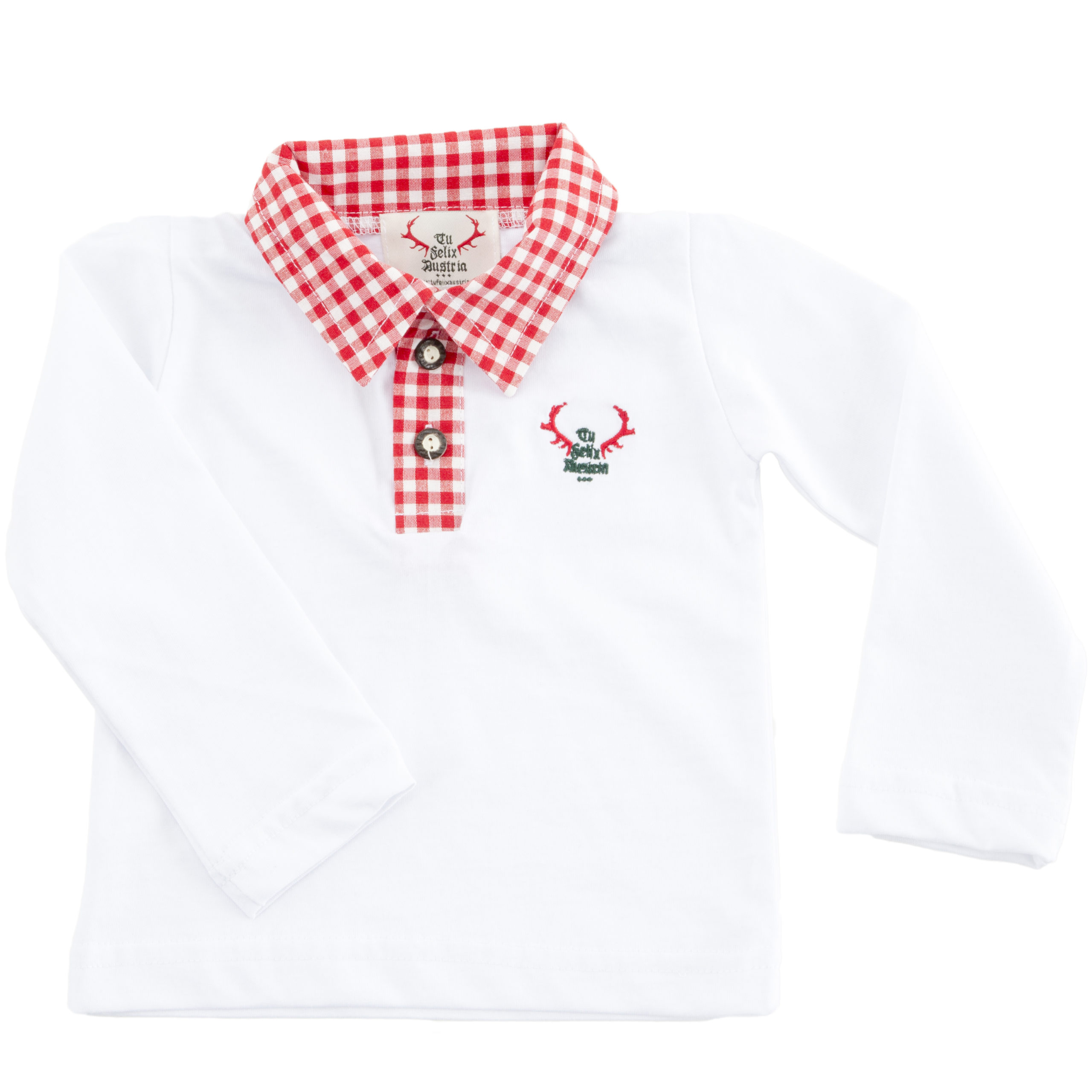 Baby Poloshirt - rot/weiß, langarm