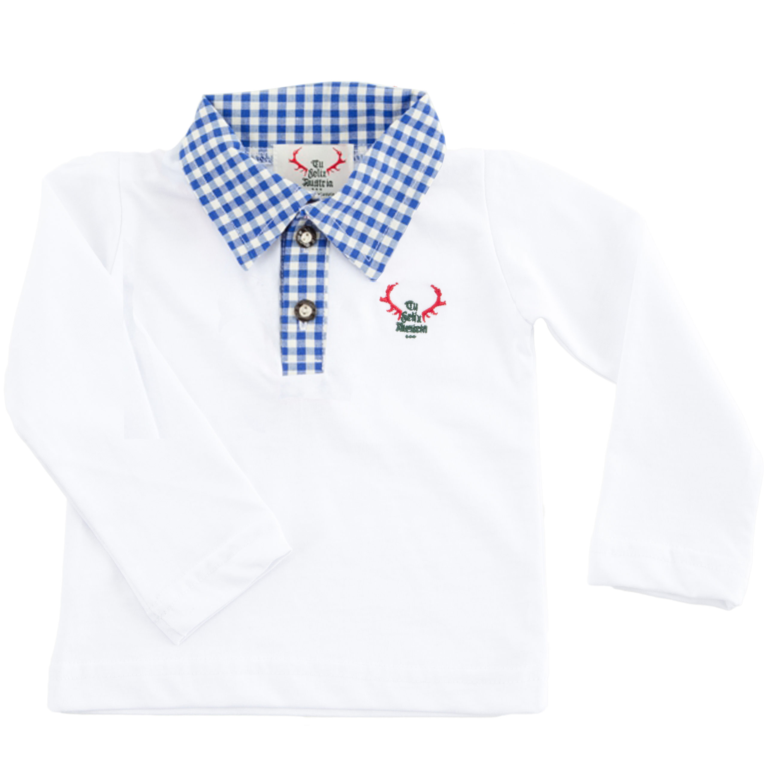 Baby Poloshirt - blau/weiß, langarm